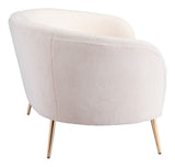 Zuo Modern Luna 100% Polyester, Plywood, Steel Modern Commercial Grade Sofa Cream, Gold 100% Polyester, Plywood, Steel