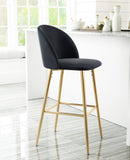 Zuo Modern Cozy 100% Polyester, Plywood, Steel Modern Commercial Grade Barstool Black, Gold 100% Polyester, Plywood, Steel