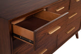 Alpine Furniture Gramercy 7 Drawer Dresser 1978-03 Walnut Mahogany Solids & Veneer 60 x 18 x 33