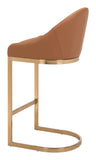 Zuo Modern Scott 100% Polyurethane, Plywood, Steel Modern Commercial Grade Barstool Tan, Gold 100% Polyurethane, Plywood, Steel