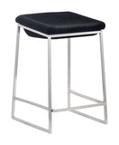 Zuo Modern Lids 100% Polyester, Stainless Steel Modern Commercial Grade Counter Stool Set - Set of 2 Dark Gray, Silver 100% Polyester, Stainless Steel