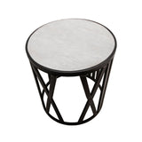 Sagebrook Home Contemporary 19" Round Side Table, Black/white 15612 Black Metal