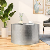 Braeburn Modern Round Coffee Table with Hammered Iron, Silver Noble House