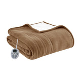 Serta Fleece to Sherpa Casual 100% Polyester Fleece to Sherpa Heated Blanket Brown King: 100x90" ST54-0136