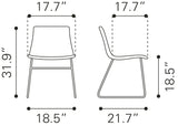 Zuo Modern Jack 100% Polyurethane, Plywood, Steel Modern Commercial Grade Dining Chair Set - Set of 2 Vintage Black, Black 100% Polyurethane, Plywood, Steel