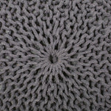 Barwick Modern Knitted Cotton Round Pouf, Dark Gray Noble House