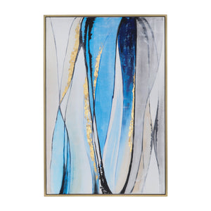 Sagebrook Home Contemporary 62x42 Framed Hand Painted Abstract Canvas, Blue 70204  Polyester Canvas