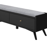 Alpine Furniture Flynn Bench, White 966BLK-12 Black Mahogany Solids & Okoume Veneer 59 x 15 x 18.5