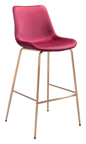 Zuo Modern Tony 100% Polyester, Plywood, Steel Modern Commercial Grade Barstool Red, Gold 100% Polyester, Plywood, Steel