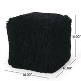 Moloney Modern Microfiber Chenille Cube Pouf, Charcoal Noble House