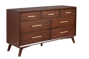 Alpine Furniture Gramercy 7 Drawer Dresser 1978-03 Walnut Mahogany Solids & Veneer 60 x 18 x 33