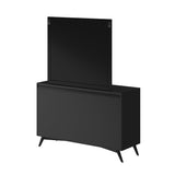 Alpine Furniture Flynn Mid Century Modern Mirror, Black 966BLK-06 Black Mahogany Solids & Okoume Veneer 42 x 1 x 37