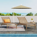 Noble House Benfield Outdoor Acacia Wood and Flat Wicker Chaise Lounge, Light Brown and Light Multibrown (Set of 2)