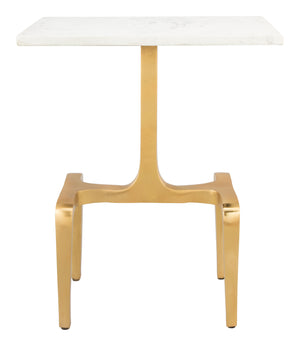 Zuo Modern Clement Marble, MDF, Aluminum Modern Commercial Grade Side Table White, Gold Marble, MDF, Aluminum