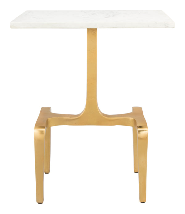 Zuo Modern Clement Marble, MDF, Aluminum Modern Commercial Grade Side Table White, Gold Marble, MDF, Aluminum