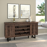 Alpine Furniture Prairie Sideboard with Wine Holder, Natural/Black 1568-06 Reclaimed Natural & Black Base Solid & Recycled Pine 72 x 18 x 36