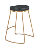 Zuo Modern Bree 100% Polyurethane, Plywood, Stainless Steel Modern Commercial Grade Counter Stool Set - Set of 2 Black, Gold 100% Polyurethane, Plywood, Stainless Steel