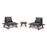 Sedona Outdoor 2 Seater Acacia Wood Club Chairs and Side Table Set