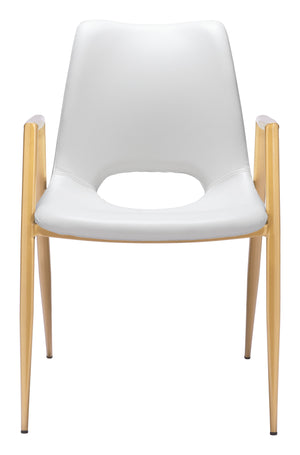 Zuo Modern Desi 100% Polyurethane, Plywood, Steel Modern Commercial Grade Dining Chair Set - Set of 2 White, Gold 100% Polyurethane, Plywood, Steel