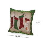 Krosp Modern Fabric Christmas Throw Pillow Cover, Christmas Stockings Noble House