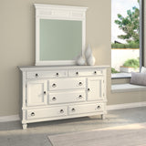 Alpine Furniture Winchester 6 Drawer Dresser w/2 Cabinets, White 1306-W-DR White Pine Solids 62 x 18 x 34