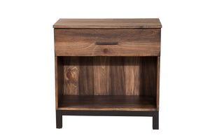 Weston 1 Drawer Nightstand - Rustic Farmhouse Style with Felt Lined Drawer & Mahogany Finish