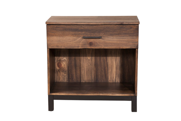Weston 1 Drawer Nightstand - Rustic Farmhouse Style with Felt Lined Drawer & Mahogany Finish