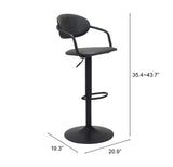 Zuo Modern Kirby 100% Polyurethane, Plywood, Steel Modern Commercial Grade Barstool Vintage Black, Black 100% Polyurethane, Plywood, Steel