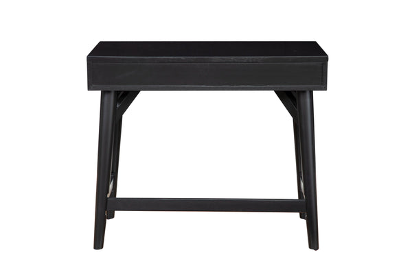 Alpine Furniture Flynn Mini Desk, Black 966BLK-65 Black Mahogany Solids & Okoume Veneer 36 x 20 x 31