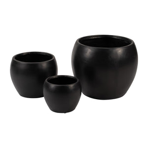 Sagebrook Home Contemporary Resin, Set of 3 -  11/14/20"d Nested Planters, Black 16857-02 Black Polyresin