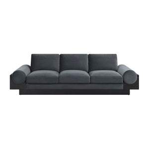 Sagebrook Home Contemporary 3- Seater Bolster Sofa - Black Wood Base - Dark Gr 17046-03 Gray Non-woven Fabric