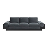 Contemporary 3- Seater Bolster Sofa - Black Wood Base - Dark Gr