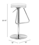 Zuo Modern Soda Plywood, Stainless Steel Modern Commercial Grade Barstool White, Silver Plywood, Stainless Steel