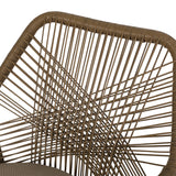 Russel Outdoor Wicker Dining Chair with Cushion, Light Brown and Beige Noble House