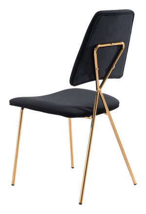 Zuo Modern Chloe 100% Polyester, Plywood, Steel Modern Commercial Grade Dining Chair Set - Set of 2 Black, Gold 100% Polyester, Plywood, Steel