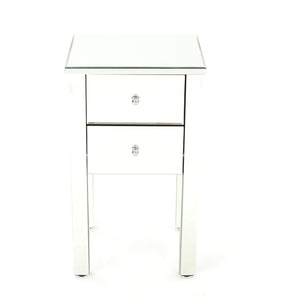 Amara Mirror Finished 2 Drawer Side Table Noble House