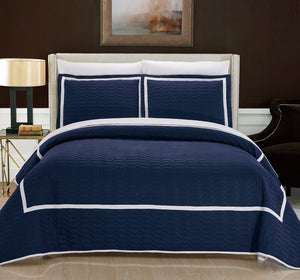 Birmingham Navy King 3pc Quilt Set