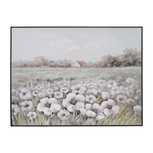 Sagebrook Home Contemporary 36x48 Hand Painted Flowers Farm - Framed 70097 Multi Polyester Canvas