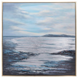 Contemporary 52x52 Handpainted Oil Canvas Ocean, Multi