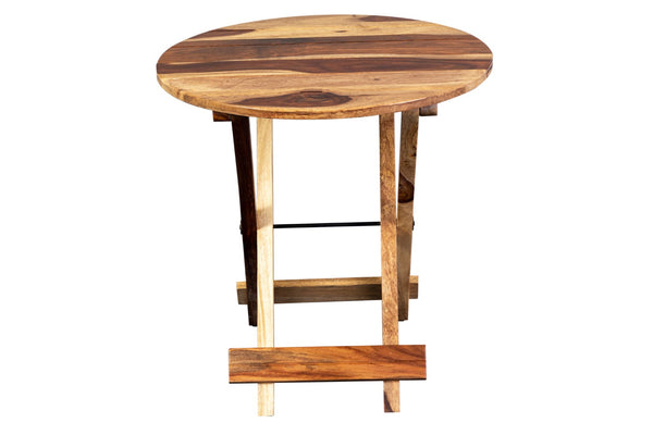 Porter Designs Sheesham Accents Solid Wood Round Foldable Natural End Table Natural 07-116-01-0271