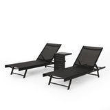 Salton Outdoor Aluminum Chaise Lounge Set with C-Shaped End Table