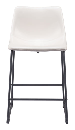 Zuo Modern Smart 100% Polyurethane, Plywood, Steel Transitional Commercial Grade Counter Stool Set - Set of 2 Distressed White, Black 100% Polyurethane, Plywood, Steel