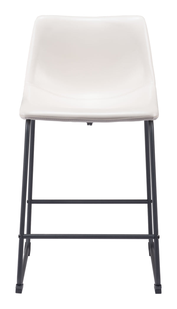 Zuo Modern Smart 100% Polyurethane, Plywood, Steel Transitional Commercial Grade Counter Stool Set - Set of 2 Distressed White, Black 100% Polyurethane, Plywood, Steel