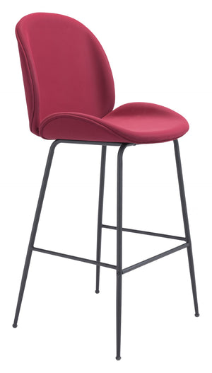 Zuo Modern Miles 100% Polyurethane, Plywood, Steel Modern Commercial Grade Barstool Red, Black 100% Polyurethane, Plywood, Steel