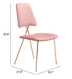 Zuo Modern Chloe 100% Polyester, Plywood, Steel Modern Commercial Grade Dining Chair Set - Set of 2 Pink, Gold 100% Polyester, Plywood, Steel