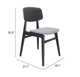 Zuo Modern Othello 100% Polyester, Rubberwood Scandinavian Commercial Grade Dining Chair Set - Set of 2 Gray, Black 100% Polyester, Rubberwood