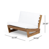 Noble House Sherwood Outdoor 4 Seater Chat Set with Coffee Table, Teak and White