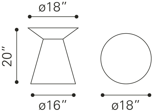 Zuo Modern Proton Iron Modern Commercial Grade Side Table Gold Iron