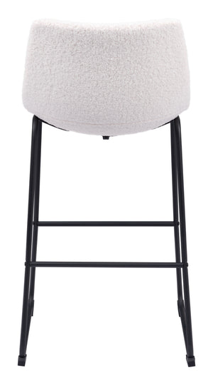 Zuo Modern Smart 100% Polyester, Plywood, Steel Transitional Commercial Grade Barstool Set - Set of 2 Ivory, Black 100% Polyester, Plywood, Steel