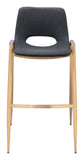 Zuo Modern Desi 100% Polyurethane, Plywood, Steel Modern Commercial Grade Barstool Set - Set of 2 Black, Gold 100% Polyurethane, Plywood, Steel